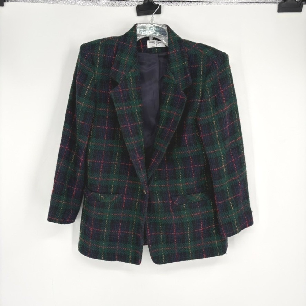 Alfred Dunner 100% Wool Petite Tartan Plaid Blazer Jacket Women's 8P Old Money
